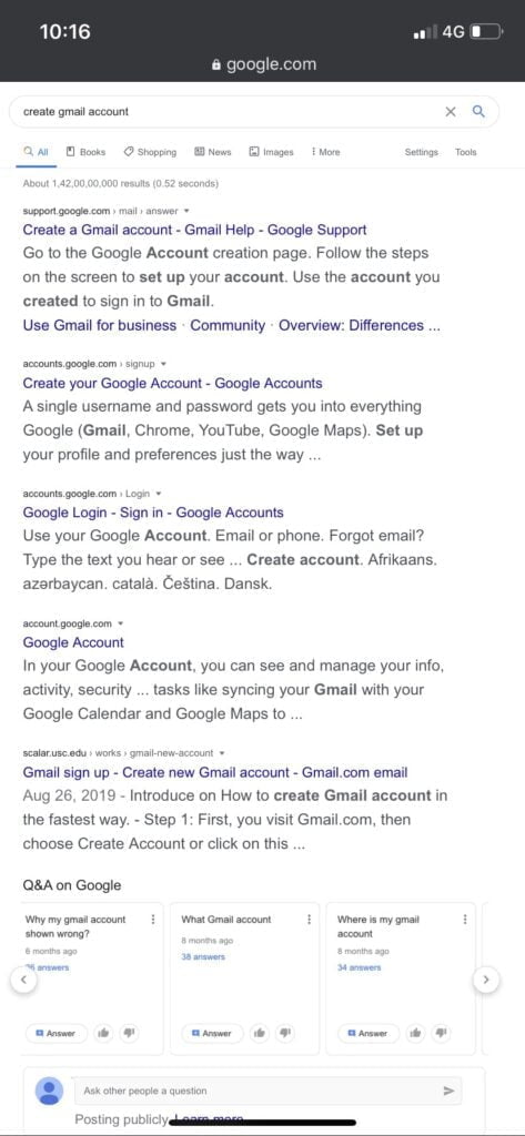 create a gmail
