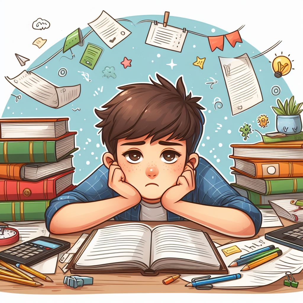worried student, illustration 