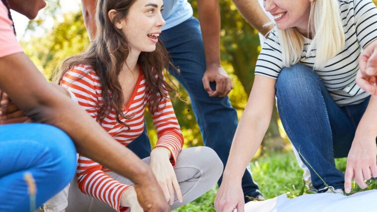 teens playing treasure hunt