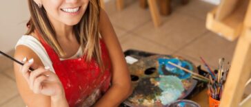 Girl pursuing her hobby as a professional painter