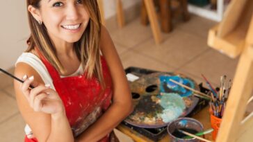 Girl pursuing her hobby as a professional painter